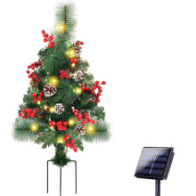Innebygde jordspyd for innendørs og utendørs dekorasjon, batteridrevet, forhåndsbelyst kunstig juletre med 8 lysmoduser og timerfunksjon for hagen