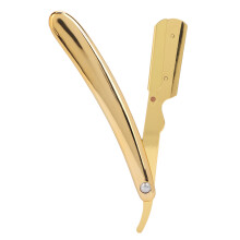 Durable Metal Straight Edge Razor With Smooth Rounded Corners Featuring Barber Grade Precision And Ergonomic Handle For Beard Shaving Eyebrow