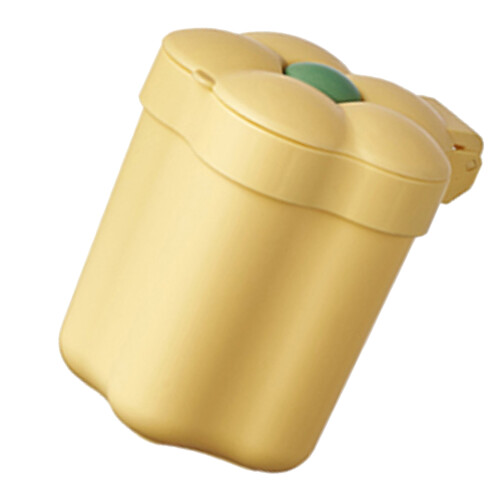 Yellow Flower Shape Desktop Trash Bin, Small Plastic Garbage Can, 250g