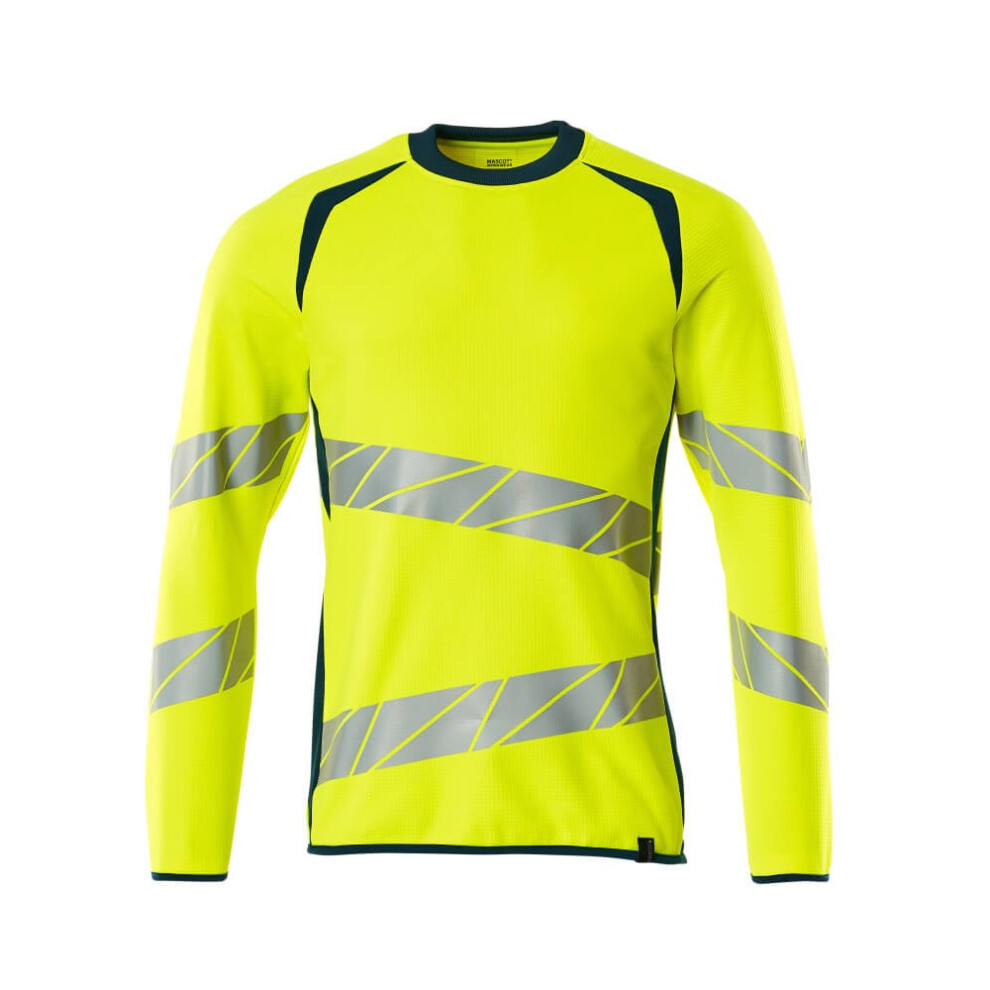 (5Xl, Hi Vis Yellow/Dark Petroleum) Mascot Mens Accelerate Safe Premium Two Tone Sweatshirt 5063852847938