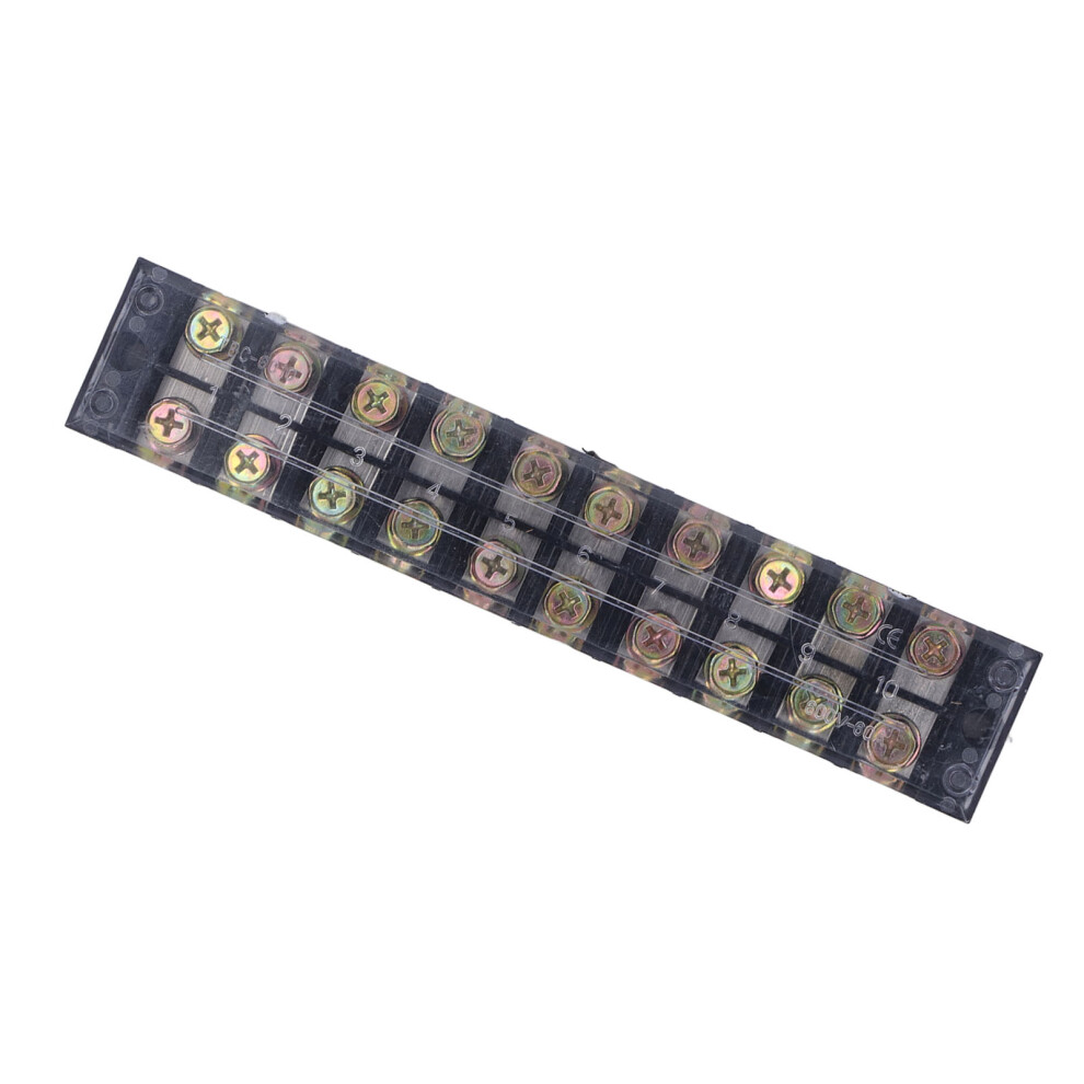 Robust 10-Position Power Terminal Block 600V 60A With Cover Dual Row Screw Type 4601372414783