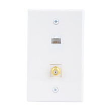 Work With CAT5CAT5e CAT6Or CAT7Cables Ethernet Coax Wall Plate Snap In Coax Keystone Port Gold Plated F Type Connector Wall Mounting Suitable For