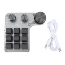 One Handed Mechanical Keyboard RGB Mini Macro Pad with Knobs Adjustable Delay and Sleep Mode for Gamers and Professionals