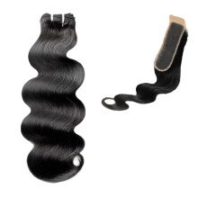 Cambodian Raw Human Hair Bundle 26 Inch with 2x6 HD Lace Closure LongLasting Body Wave
