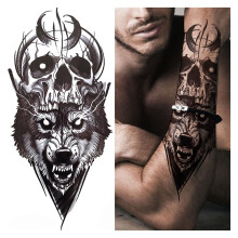 Waterproof Long Lasting Temporary Tattoos for Men Women Kids Tiger Wolf Skull Design GXQB163