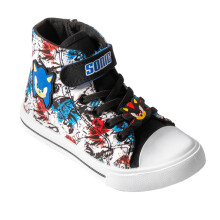 (11 UK Child, Black/White/Red) Sonic The Hedgehog Boys Graffiti Lace Up Trainers