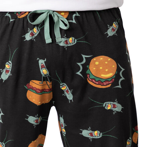 SpongeBob SquarePants (S, Black) SpongeBob SquarePants Mens Plankton Lounge Pants 2