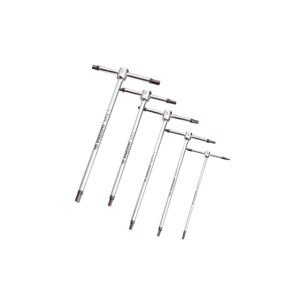Facom T-Handle Metric Hexagon Key Set, 5 Piece
