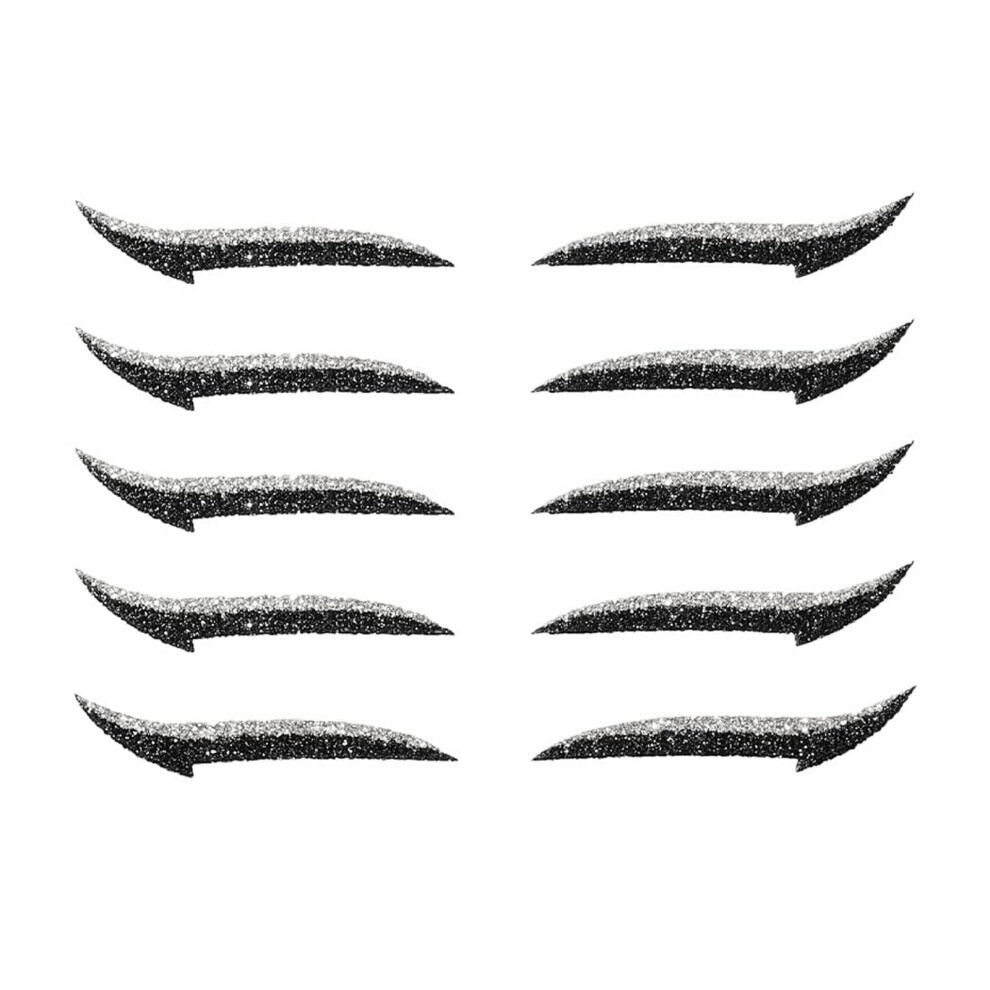 Silver 5 Pairs Glitter Eyeliner Stickers Reusable Waterproof Selfadhesive Strips For Party