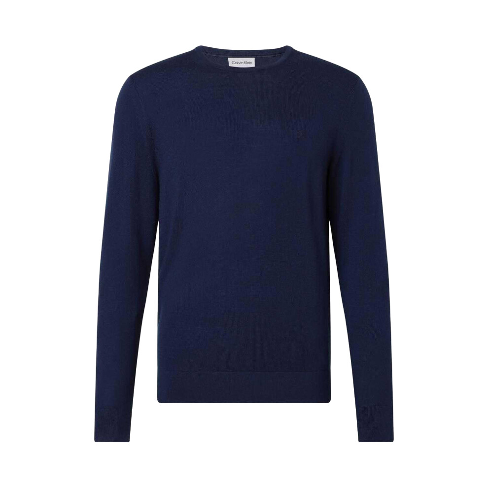 Calvin Klein (L, Navy) Mens Merino Wool Jumper