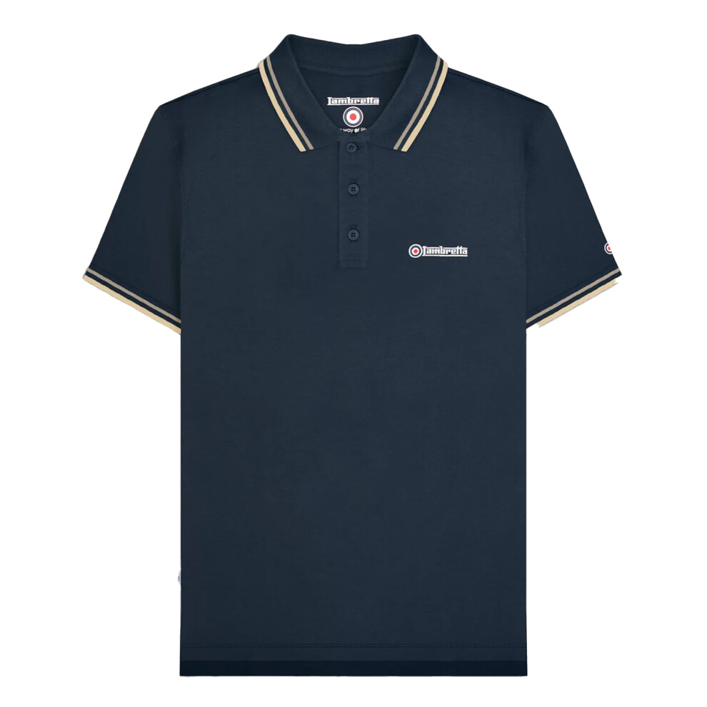 Lambretta (L, Dark Navy) Mens Tipped Big & Tall Polo Shirt Blue,Multicoloured