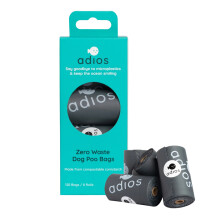 (One Size, Grey) Adios Compstable Plastic Poo Bag (Pack of 120)