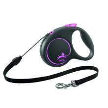 (5m, Black/Pink) Flexi Logo Retractable Dog Lead