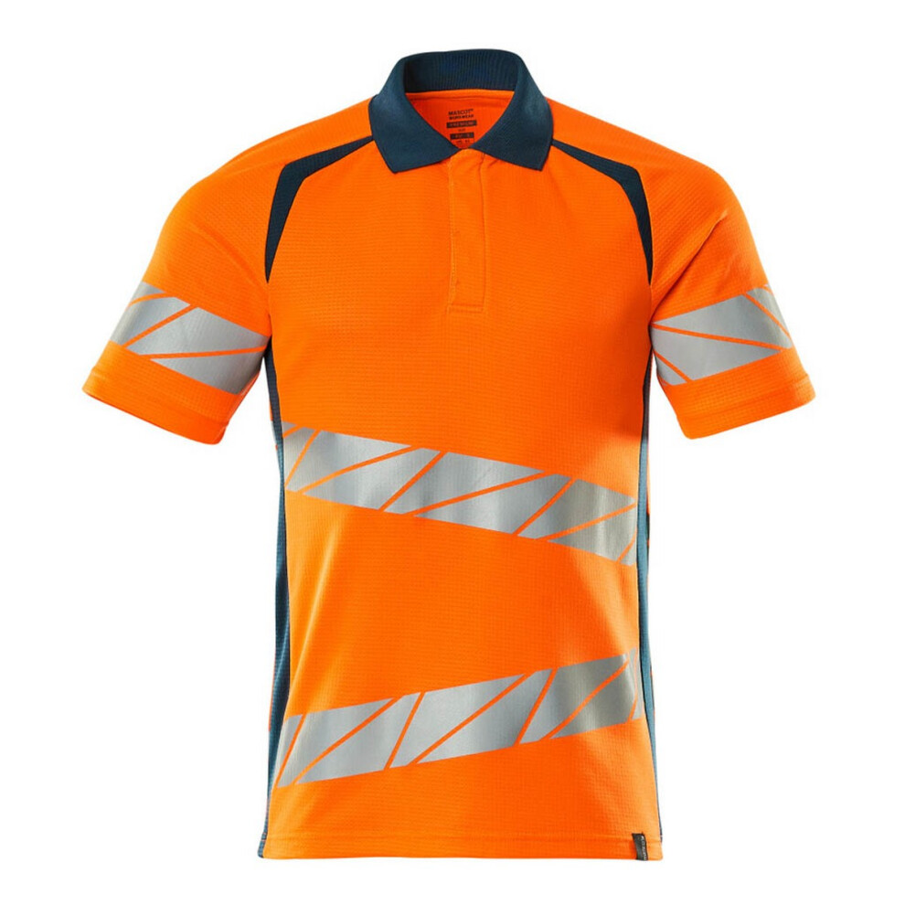(L, Hi Vis Orange/Dark Petroleum) Mascot Mens Accelerate Safe Hi-Vis Polo Shirt 5063884031961