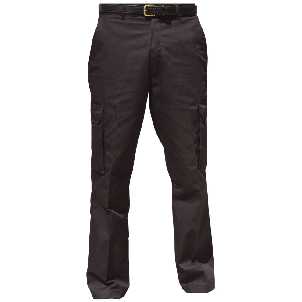 (42/L, Black) Warrior Mens Cargo Workwear Trousers