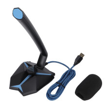 Mute Button USB Microphone Plug and Play Noise Reduction Gaming Desk Mic Anti Pop Filter for Podcast Streaming Conference Calls