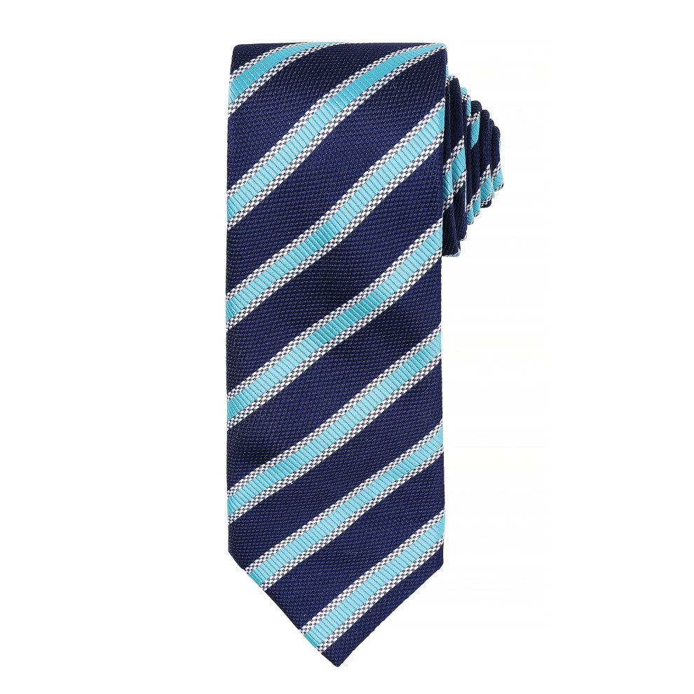 Premier (One Size, Navy/ Turquoise) Mens Waffle Stripe Formal Business Tie