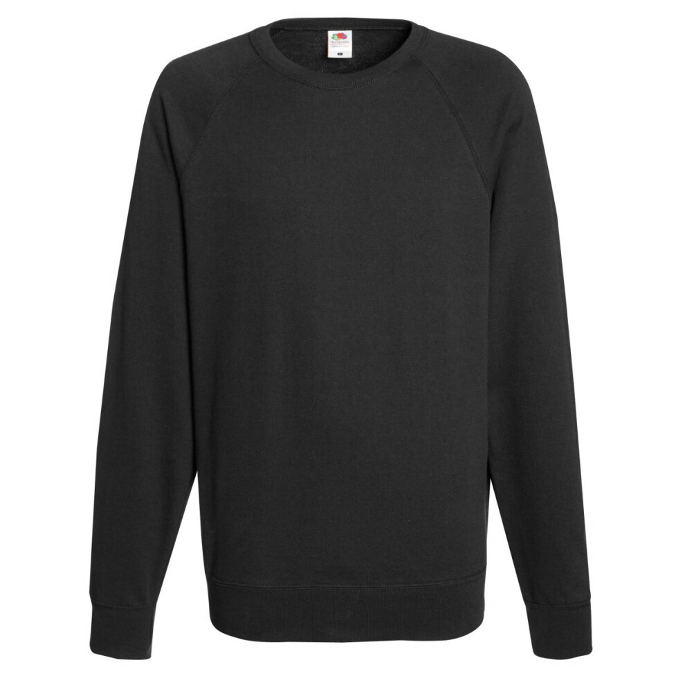 (M, Black) Fruit Of The Loom Mens Lightweight Raglan Sweatshirt (240 GSM)