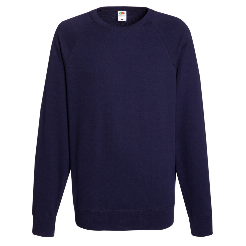 (M, Deep Navy) Fruit Of The Loom Mens Lightweight Raglan Sweatshirt (240 GSM)