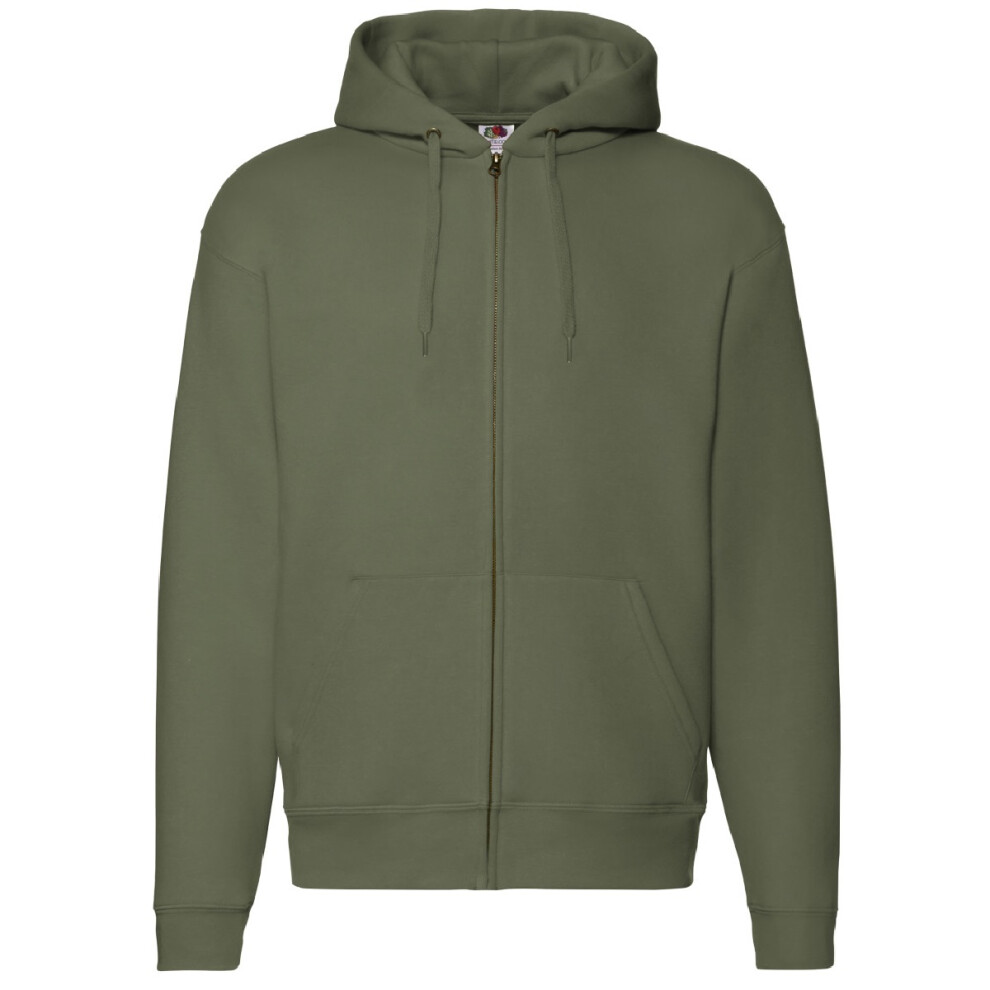 (2XL, Classic Olive) Fruit Of The Loom Mens Zip Through Hooded Sweatshirt / Hoodie