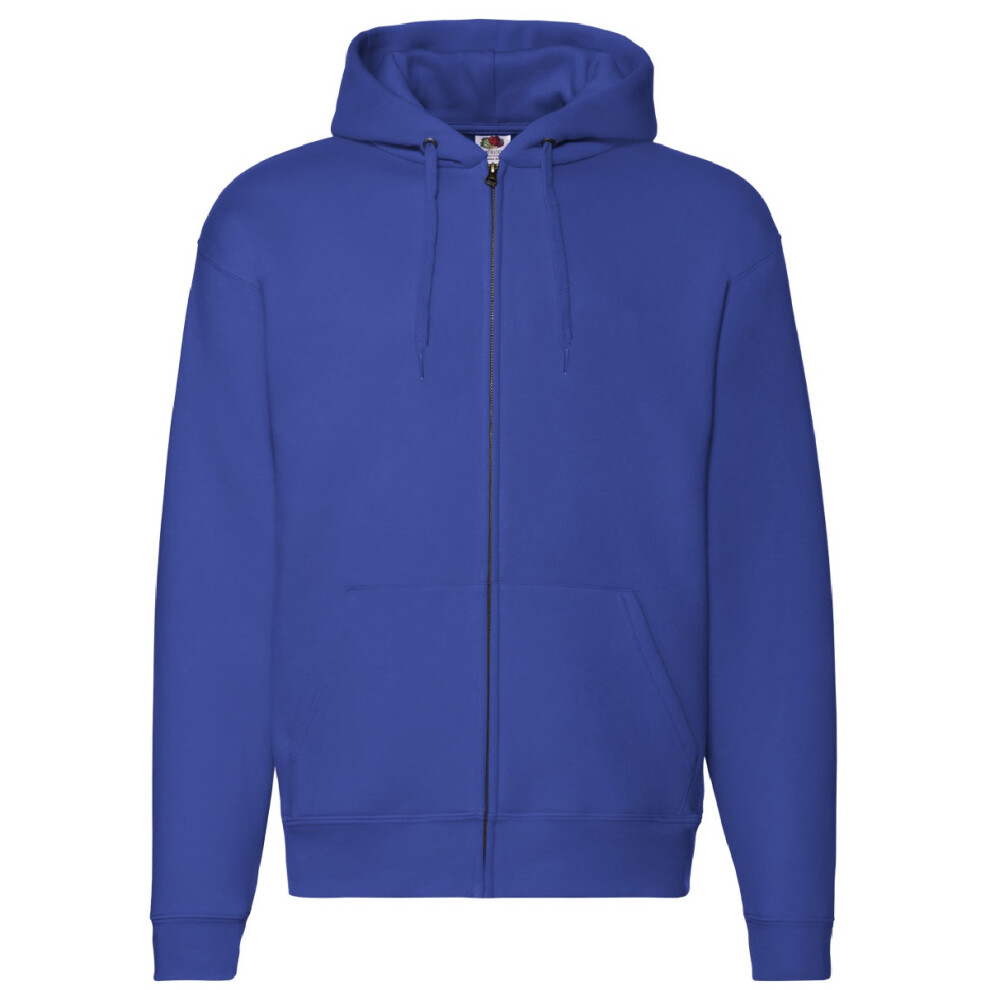 (L, Royal) Fruit Of The Loom Mens Zip Through Hooded Sweatshirt / Hoodie