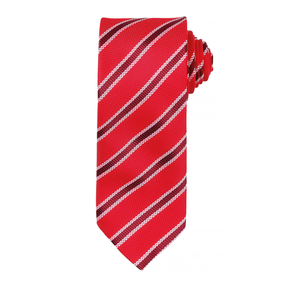 Premier Men's Dark Red Waffle Stripe Formal Business Tie Pack Of 2 In - Image 2