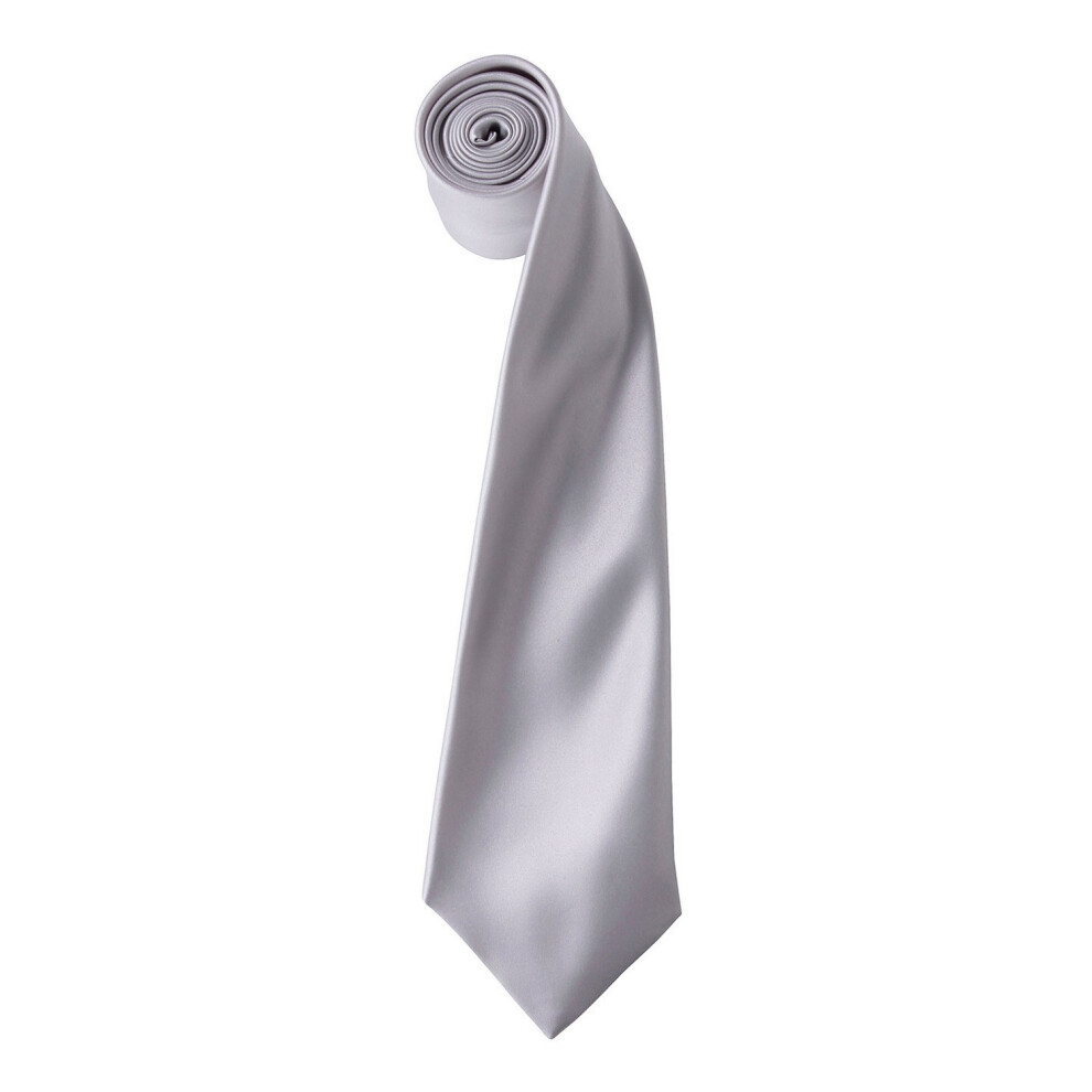 Premier (One Size, Silver) Unisex Adult Colours Satin Tie