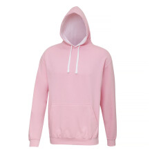 (XS, Baby Pink/Arctic White) Awdis Varsity Hooded Sweatshirt / Hoodie