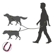 Guinzaglio in nylon a mani libere A/B 90x4x2 cm, 1-2 cani nero