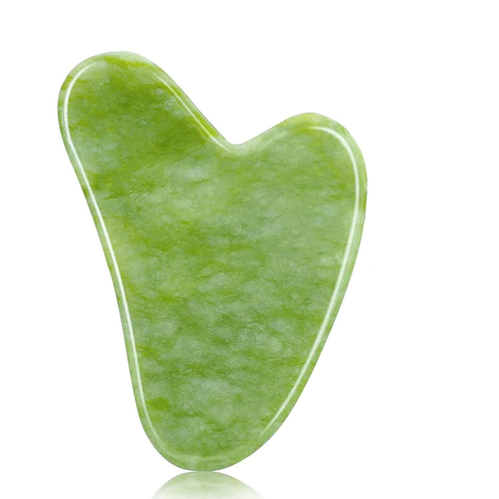 Green Gua Sha Jade Stone Facial Massage Tool For Firming Lift Support And Smooth Oil Glide Â