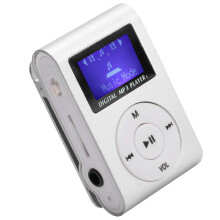 Portable Mini MP3 Player with LCD Screen, 32GB Support, Silver