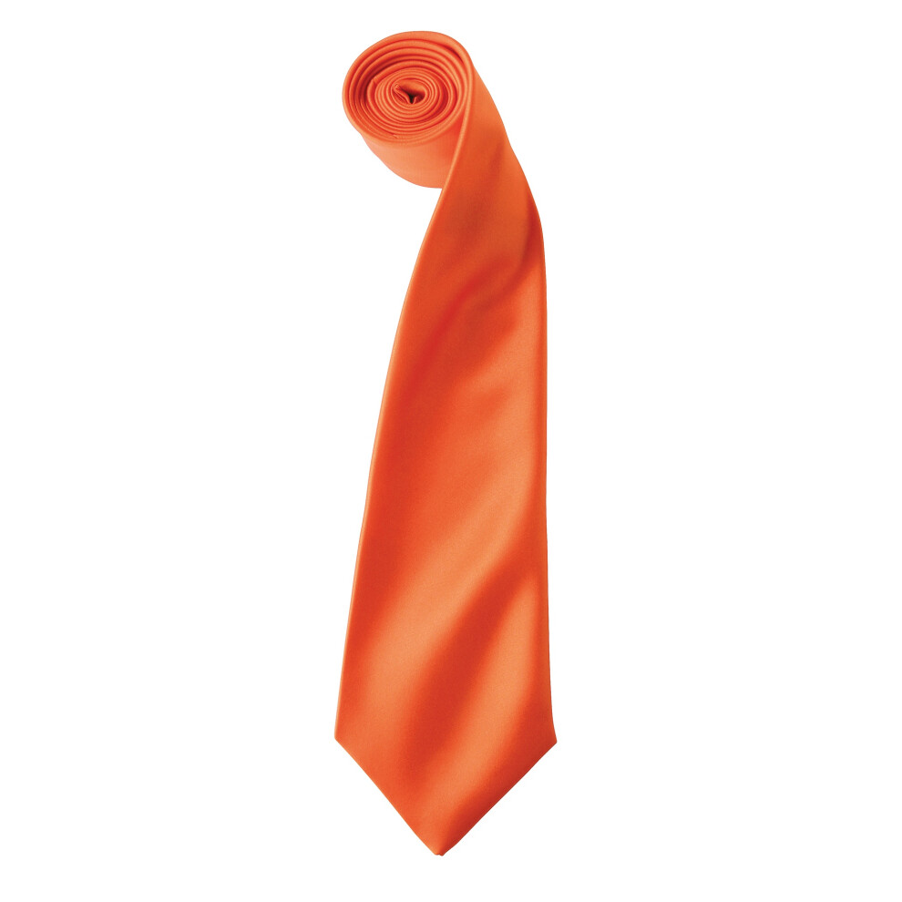 Premier (One Size, Orange) Mens Plain Satin Tie (Narrow Blade)