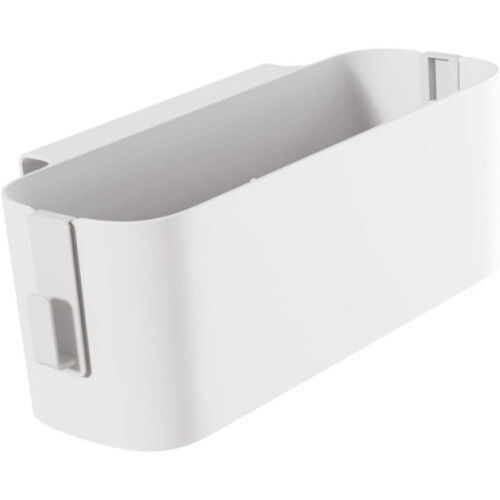Bedside Storage Organizer with Hooks for Dorm or Bunk Beds, White Fabric Hanging Caddy 1