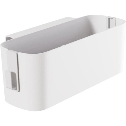 Bedside Storage Organizer with Hooks for Dorm or Bunk Beds, White Fabric Hanging Caddy 2