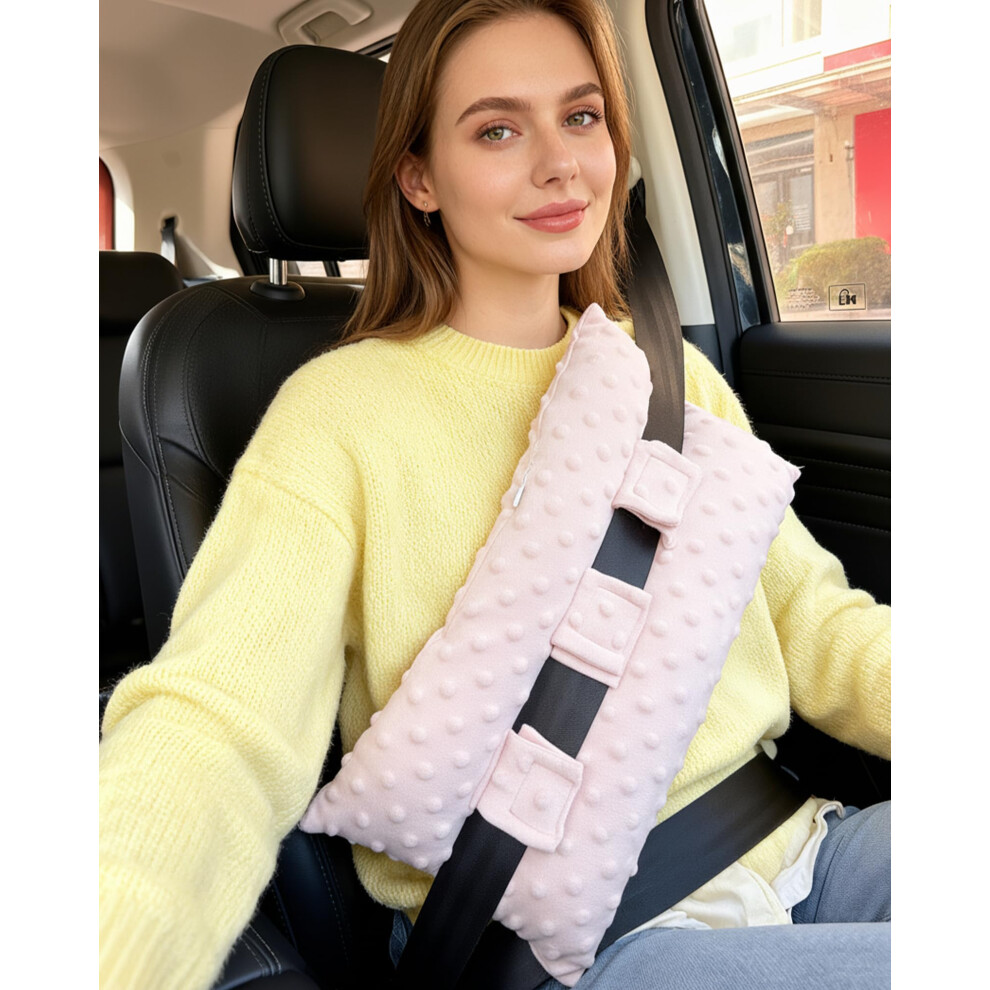 Post Surgery Seatbelt Pillow with Hot Cold Therapy Pocket for Mastectomy and Heart Surgery Recovery, Pink