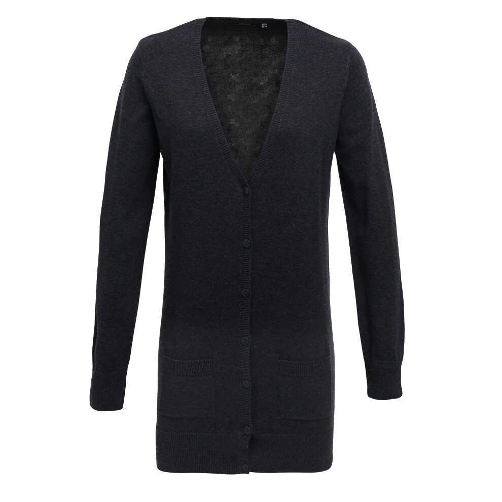 (20, Charcoal) Premier Womens/Ladies Longline V Neck Knitted Cardigan