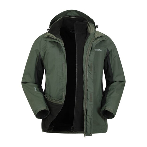 (L, Khaki) Mountain Warehouse Mens Thunderstorm 3 in 1 Waterproof Jacket 2
