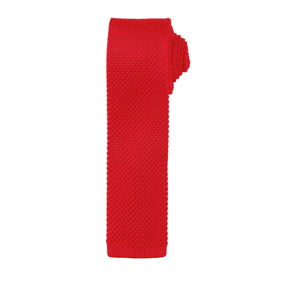 Premier Men's Red Slim Textu Knit Effect Tie - One Size - Image 4