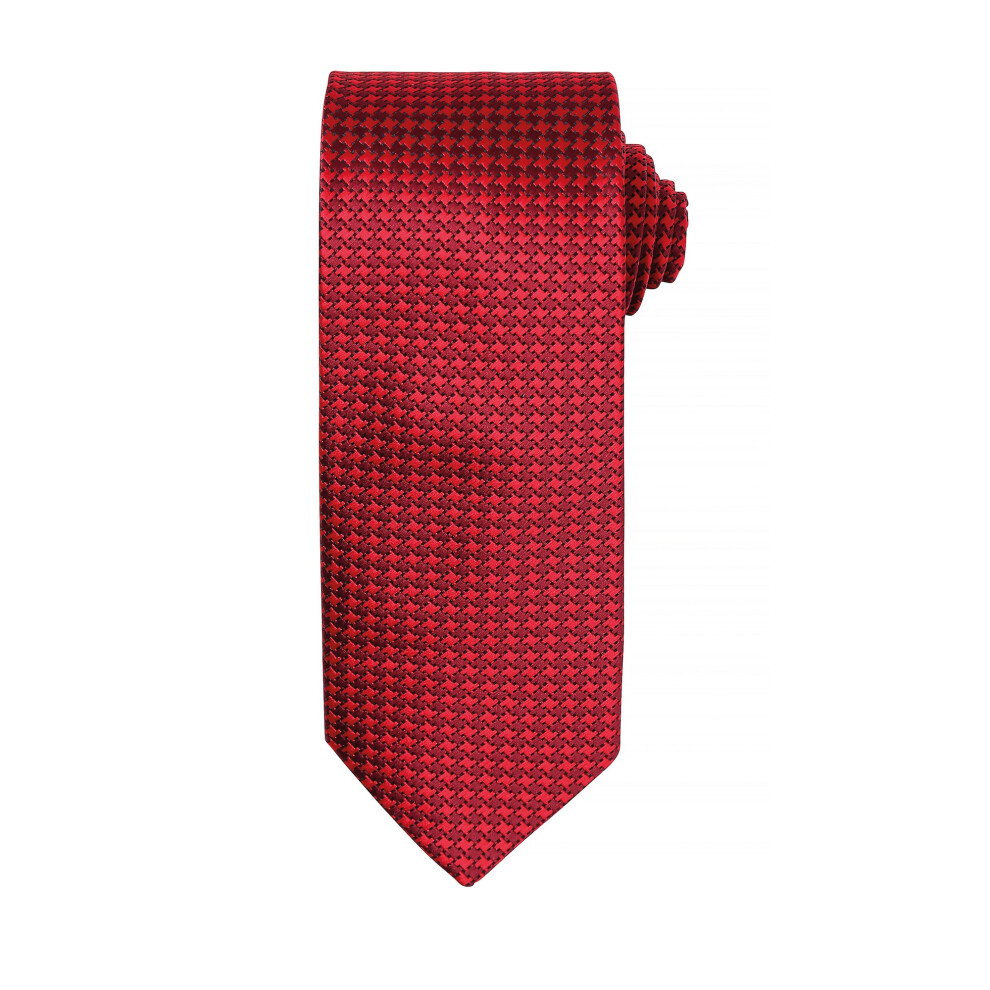 Premier Men's Red Puppy Tooth Formal Work Tie In - Image 2