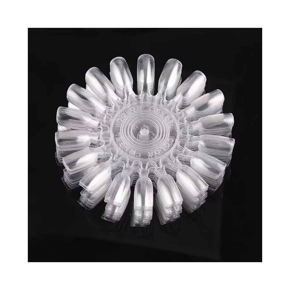 180Pcs Transparent Nail Swatch Wheel with Clear Nail Tips for Manicure Training and Salon Display