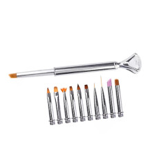 Nail Art Pen Set with 10 Brush Tips for Gel Design, French Manicure and 3D Sculpting