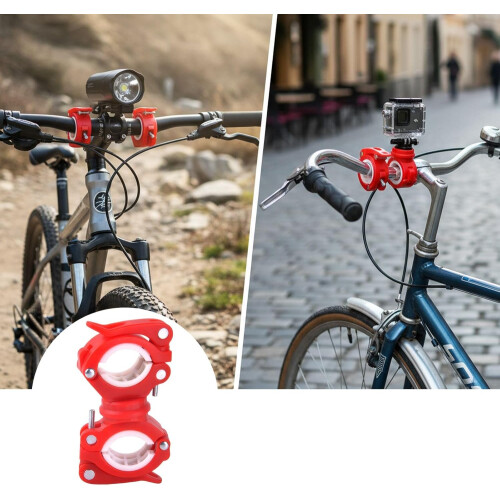 Bike Light Mount with Adjustable Quick Release Handlebar Flashlight Holder Secure Red Clamp 1