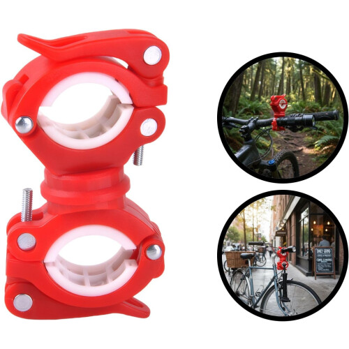 Bike Light Mount with Adjustable Quick Release Handlebar Flashlight Holder Secure Red Clamp 2