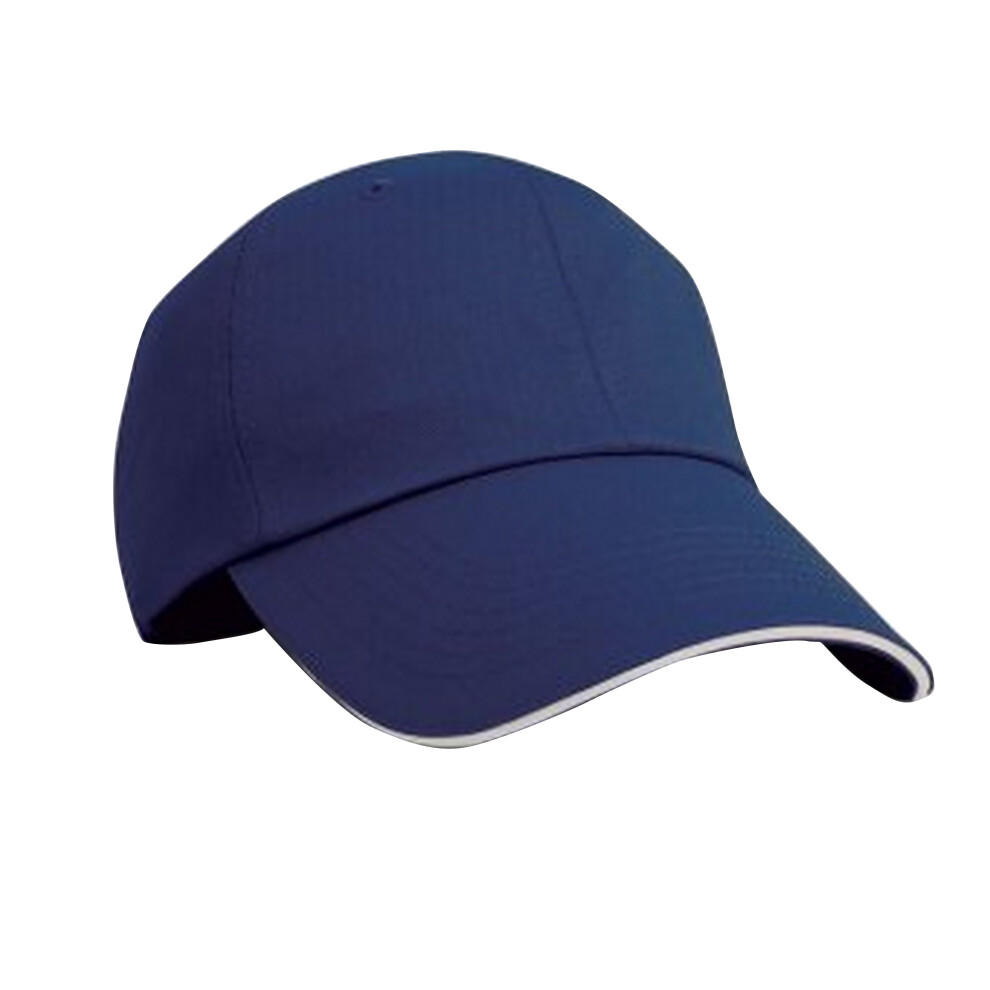 Result (One Size, Navy/White) Unisex Herringbone Contrast Colour Sandwich Peak Baseball Cap White