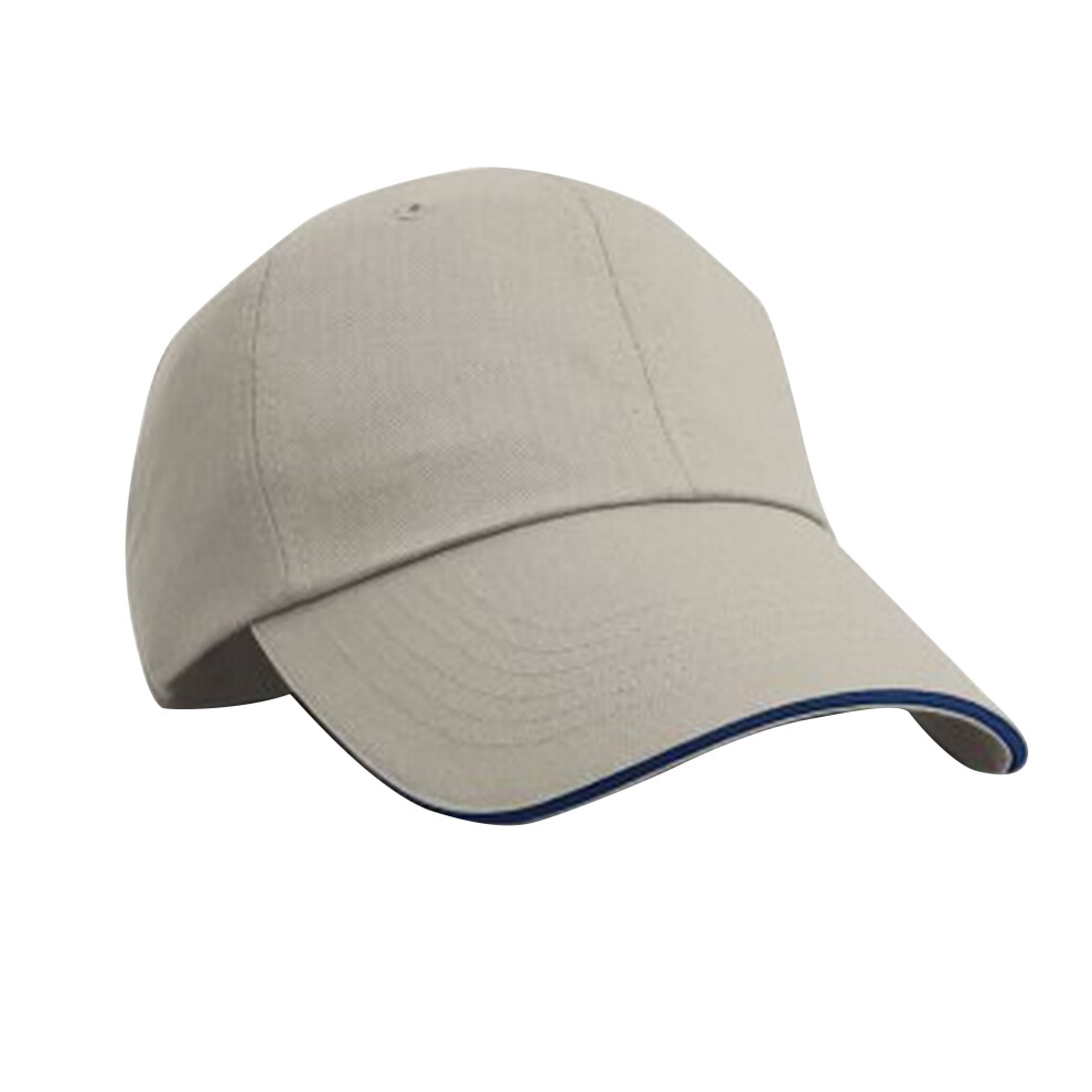 Result (One Size, Tan/Navy) Unisex Herringbone Contrast Colour Sandwich Peak Baseball Cap