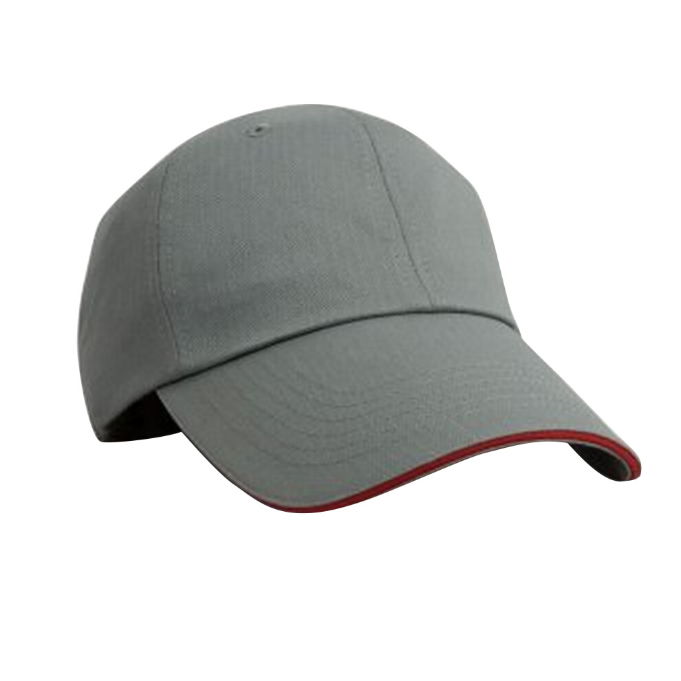Result (One Size, Grey/Red) Unisex Herringbone Contrast Colour Sandwich Peak Baseball Cap