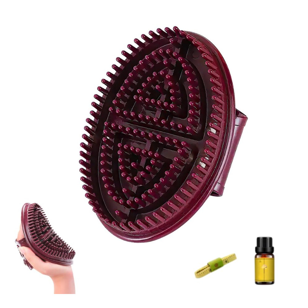 Massage Brush for Full Body Relaxation, Ergonomic Grip Meridian Body Massage Tool, Essential Oil Compatible