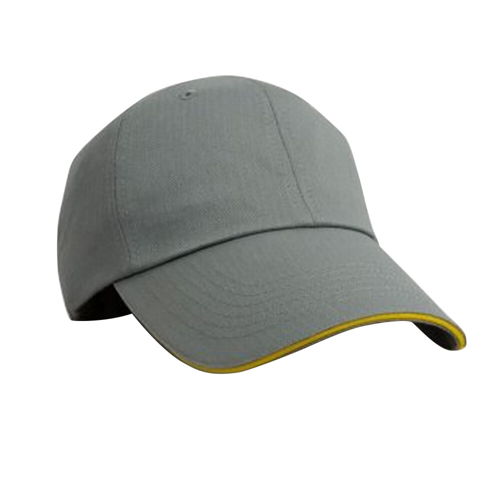 Result (One Size, Grey/Yellow) Unisex Herringbone Contrast Colour Sandwich Peak Baseball Cap