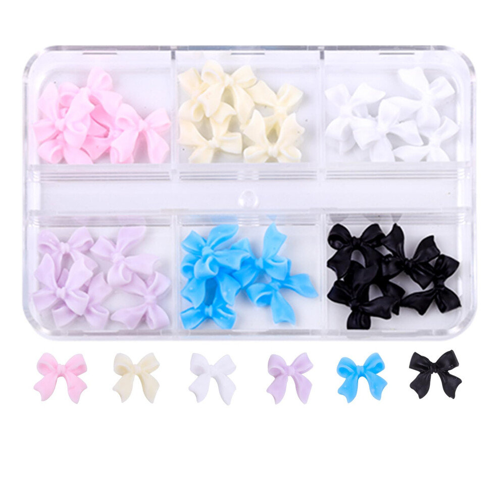 3D Bowknot Nail Charms with Colorful Rhinestone Studs for DIY Crystal Nail Art Decoration