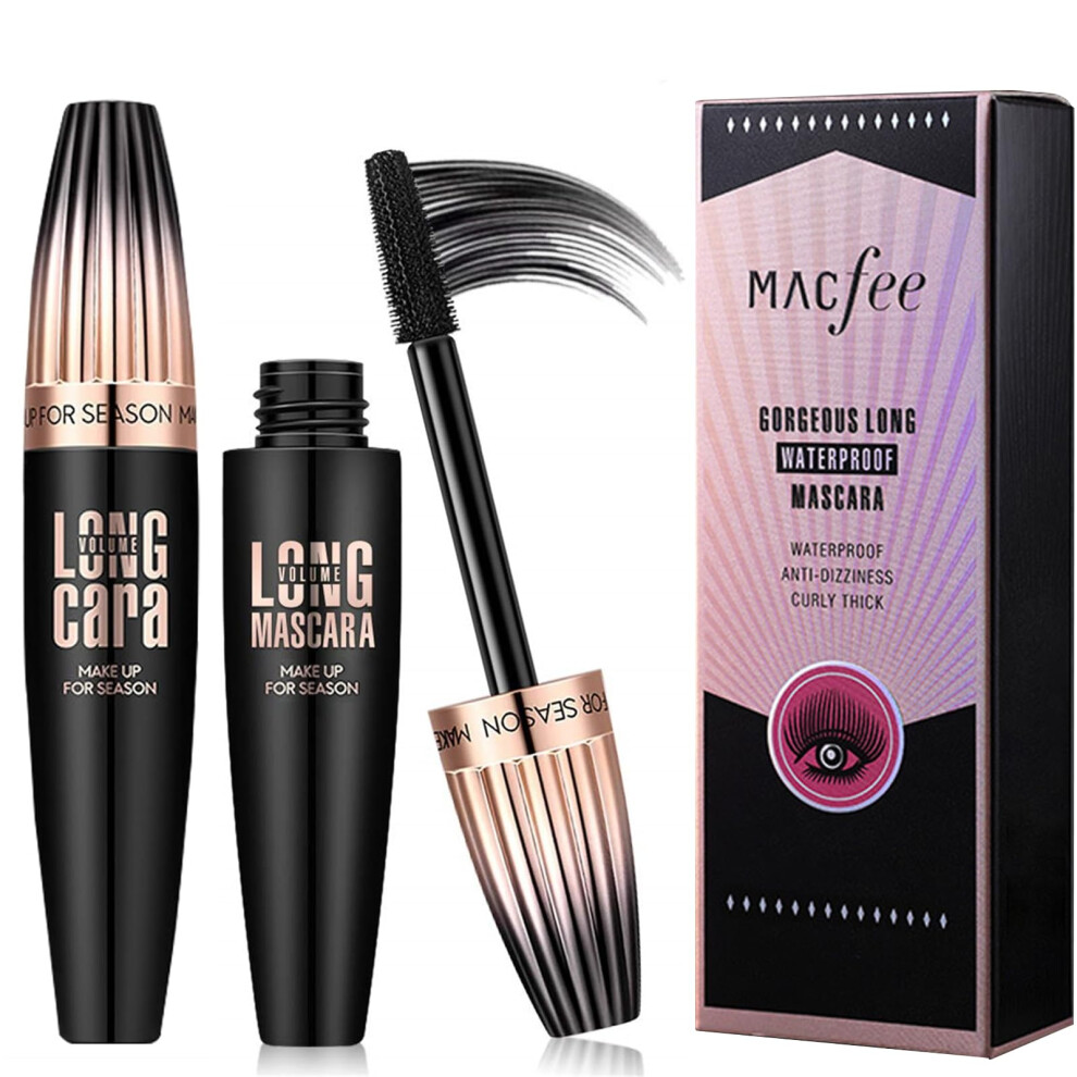 Black Waterproof Mascara 2 Pack Longlasting Lengthening For Mature Lashes And Sensitive Eyes
